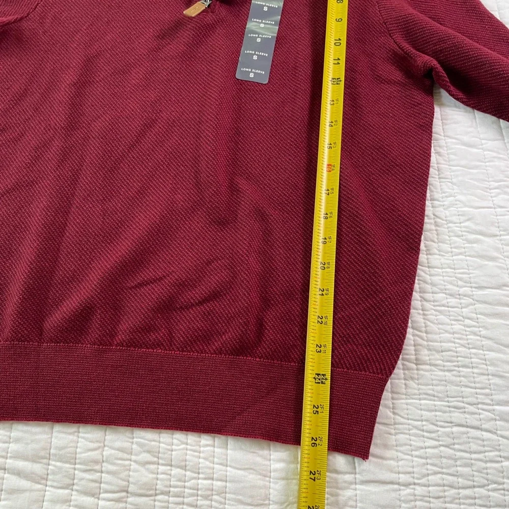 St Johns Bay Mens Quarter Zip Sweater Biking Red Small Super Soft Textured Knit